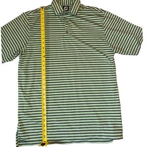 FootJoy green/gray striped‎ men's polo shirt, size medium